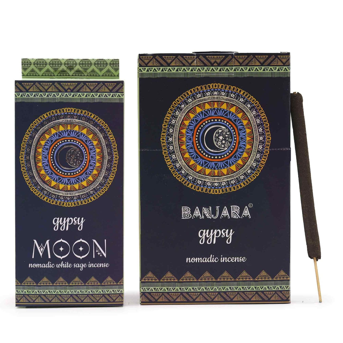 Handcrafted incense sticks in a decorative packet themed after the moon and nomadic spirit.
