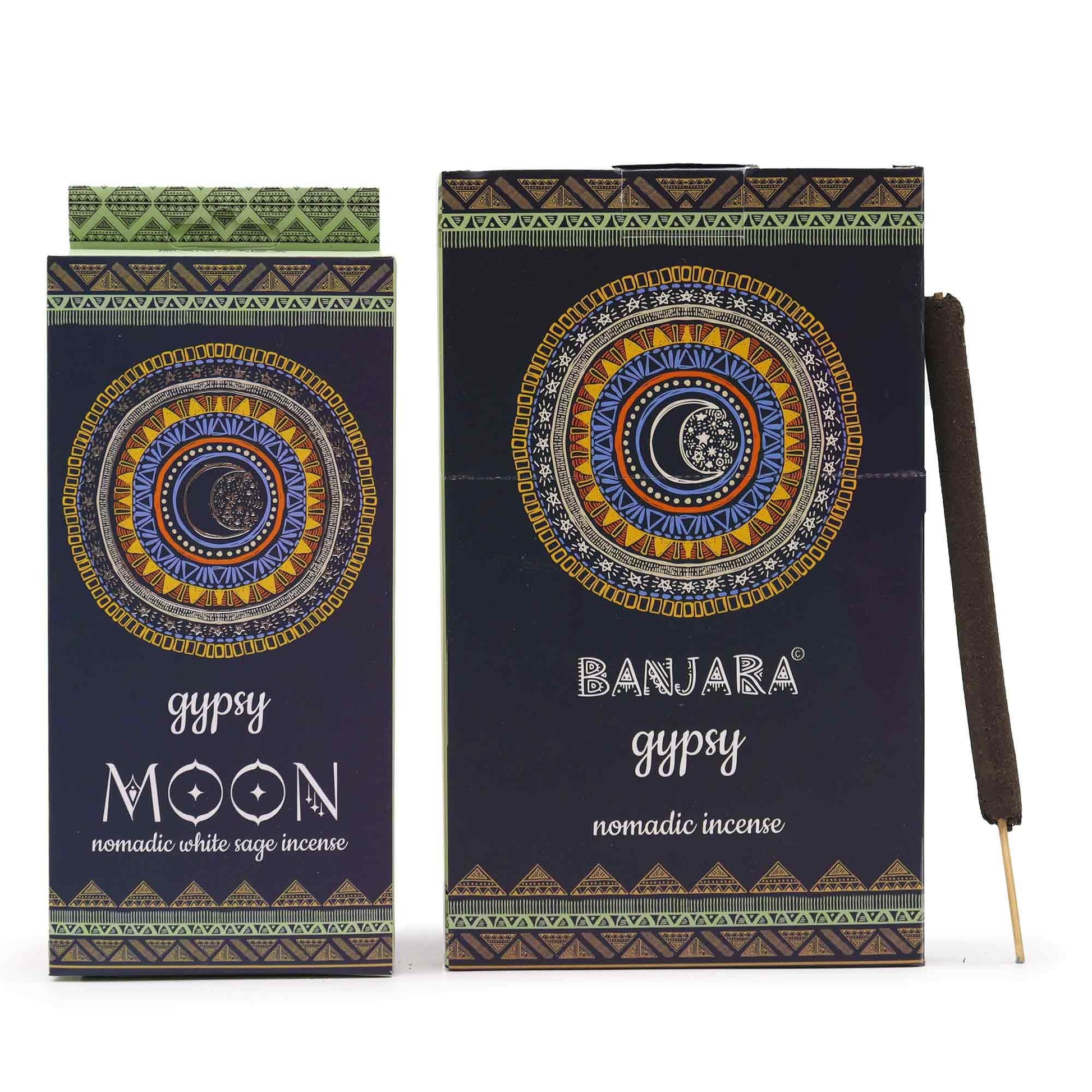 Handcrafted incense sticks in a decorative packet themed after the moon and nomadic spirit.