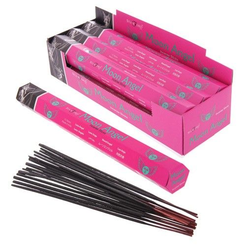 A pack of hand-rolled incense sticks with a celestial moon design, perfect for home fragrance and spiritual rituals.