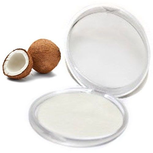 Travel-sized container of thin, round paper soap sheets with a tropical coconut fragrance.