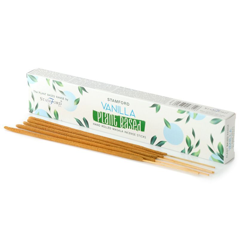 Close-up of hand-rolled vanilla masala incense sticks with a natural textured finish and warm cream tones.