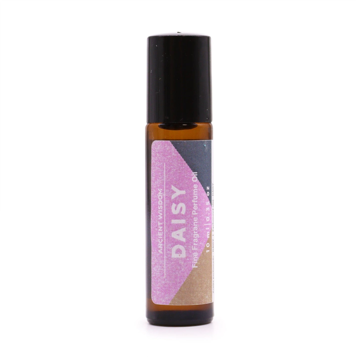 A 10ml glass roll-on bottle of floral perfume oil with a minimalist label on a neutral background.