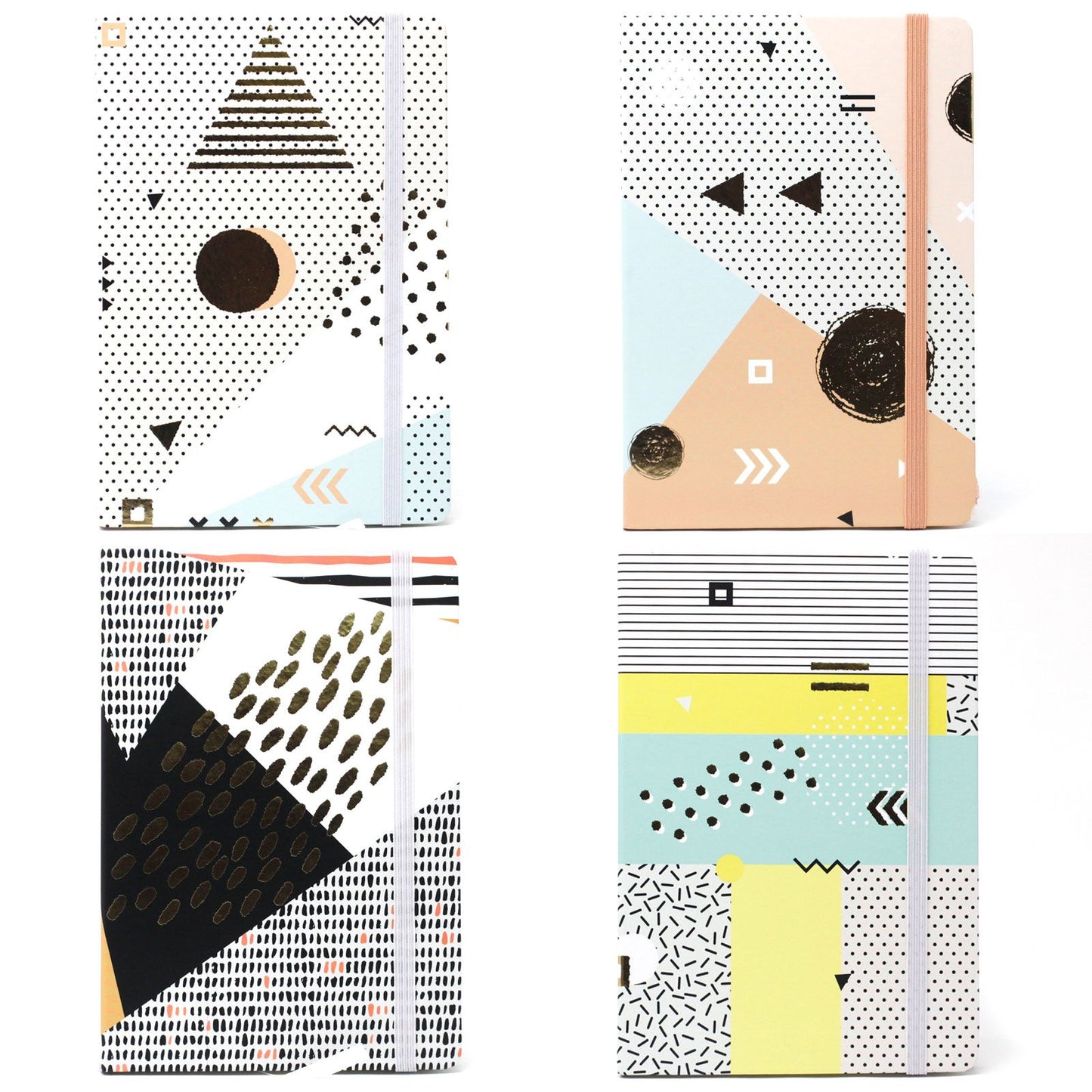 A5 notebook featuring a stylish golden abstract design on the front cover.