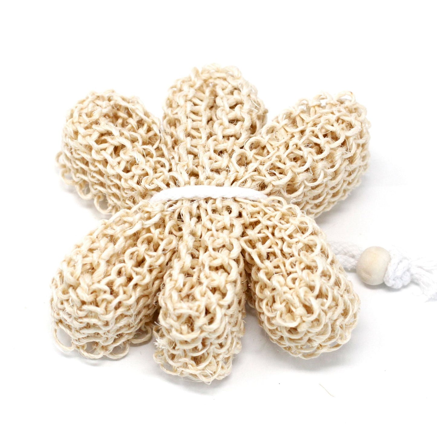 Star-shaped natural sisal exfoliating sponge with a textured surface for bath and body care.