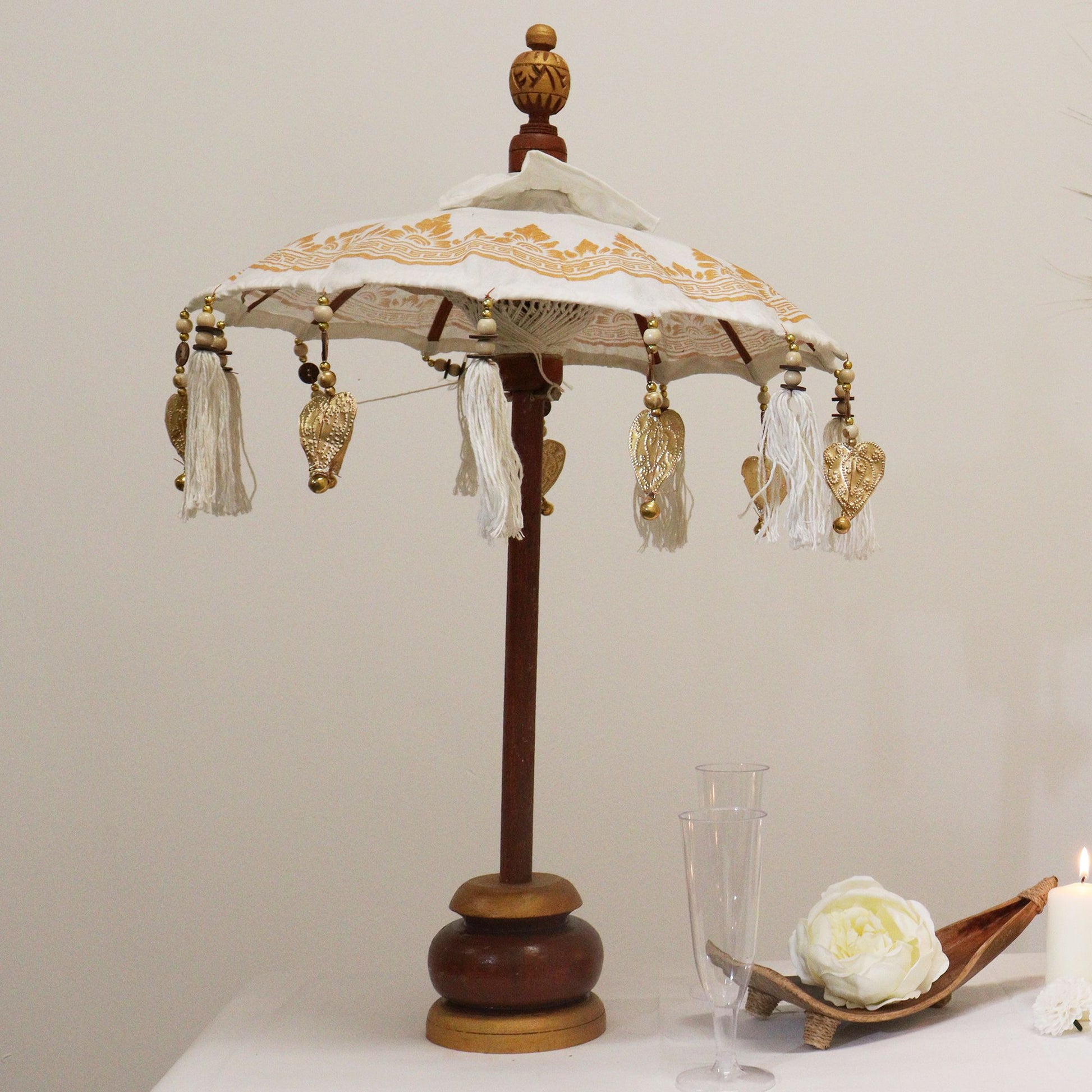 Bali Home Decor Parasol - Canvas - Gold Decor- 40cm