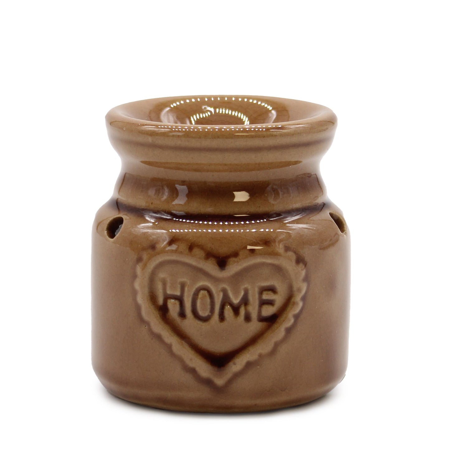 Elegant colourful ceramic oil burner with a decorative cut-out design for wax melts and fragrance oils.