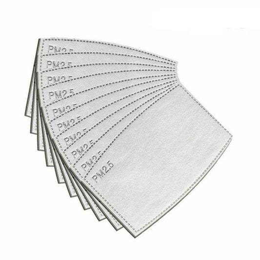 Pack of rectangular white PM2.5 face mask filter inserts designed for children's reusable masks.