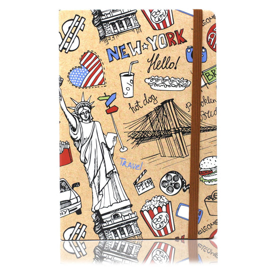Beautiful A5 notebook with a travel-inspired design, perfect for writing down big dreams and daily reminders.