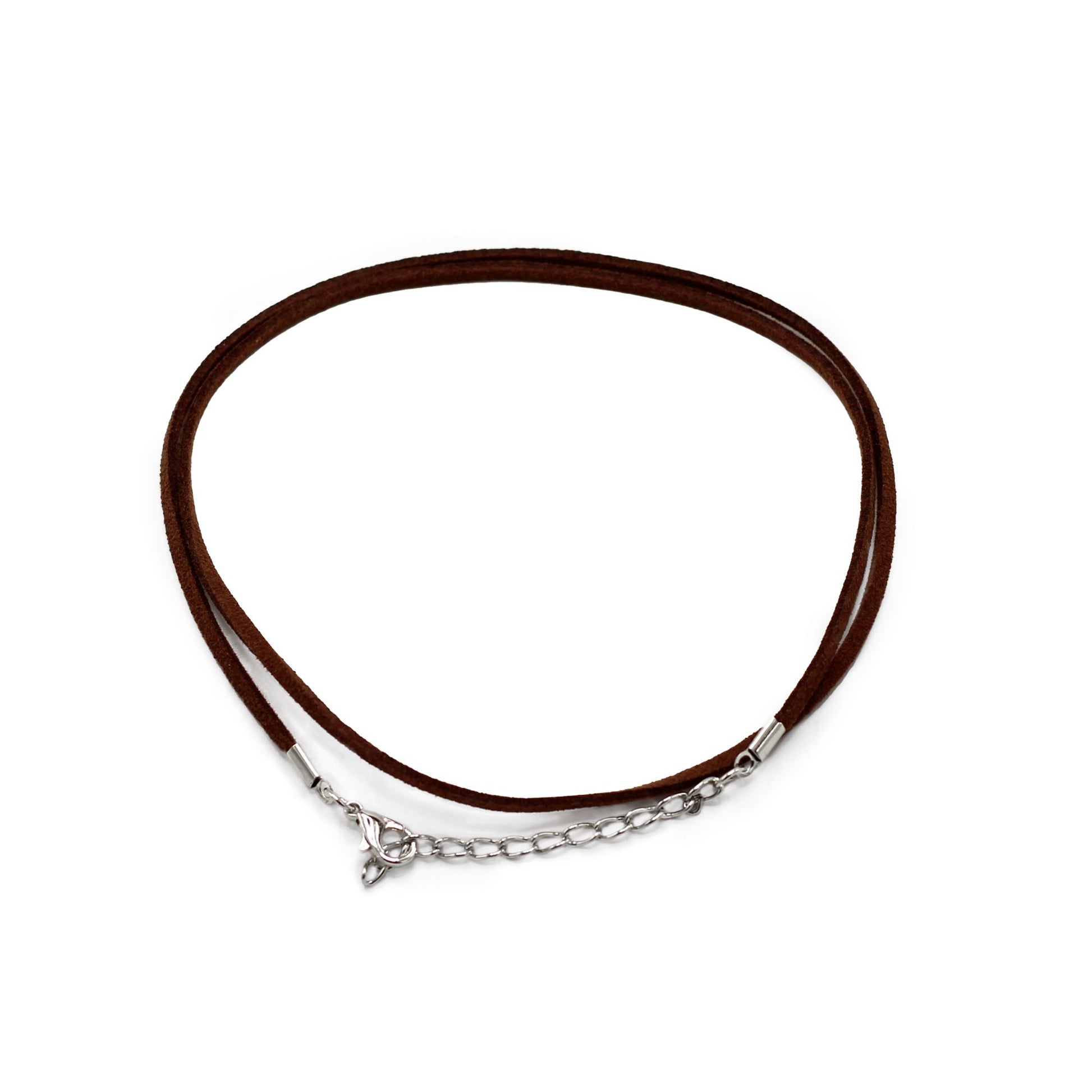 Close-up of a 2.5mm dark brown faux leather pendant cord with a smooth texture for jewellery making.