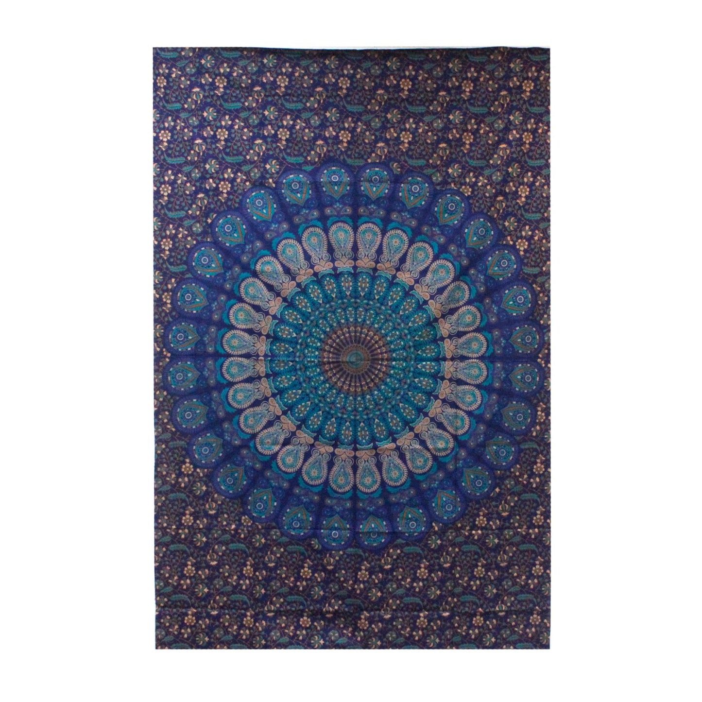 Intricate black and white classic mandala pattern on a large double cotton bedspread and wall hanging.