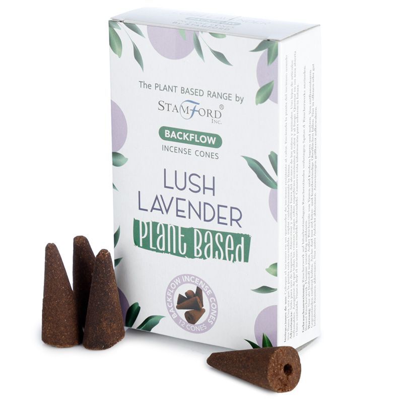 Several dark purple backflow incense cones with a small hole in the base for a cascading smoke effect.