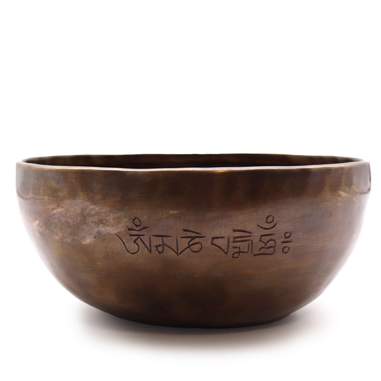Extra large 22cm handcrafted metal singing bowl featuring engraved moon phase symbols and a polished finish.