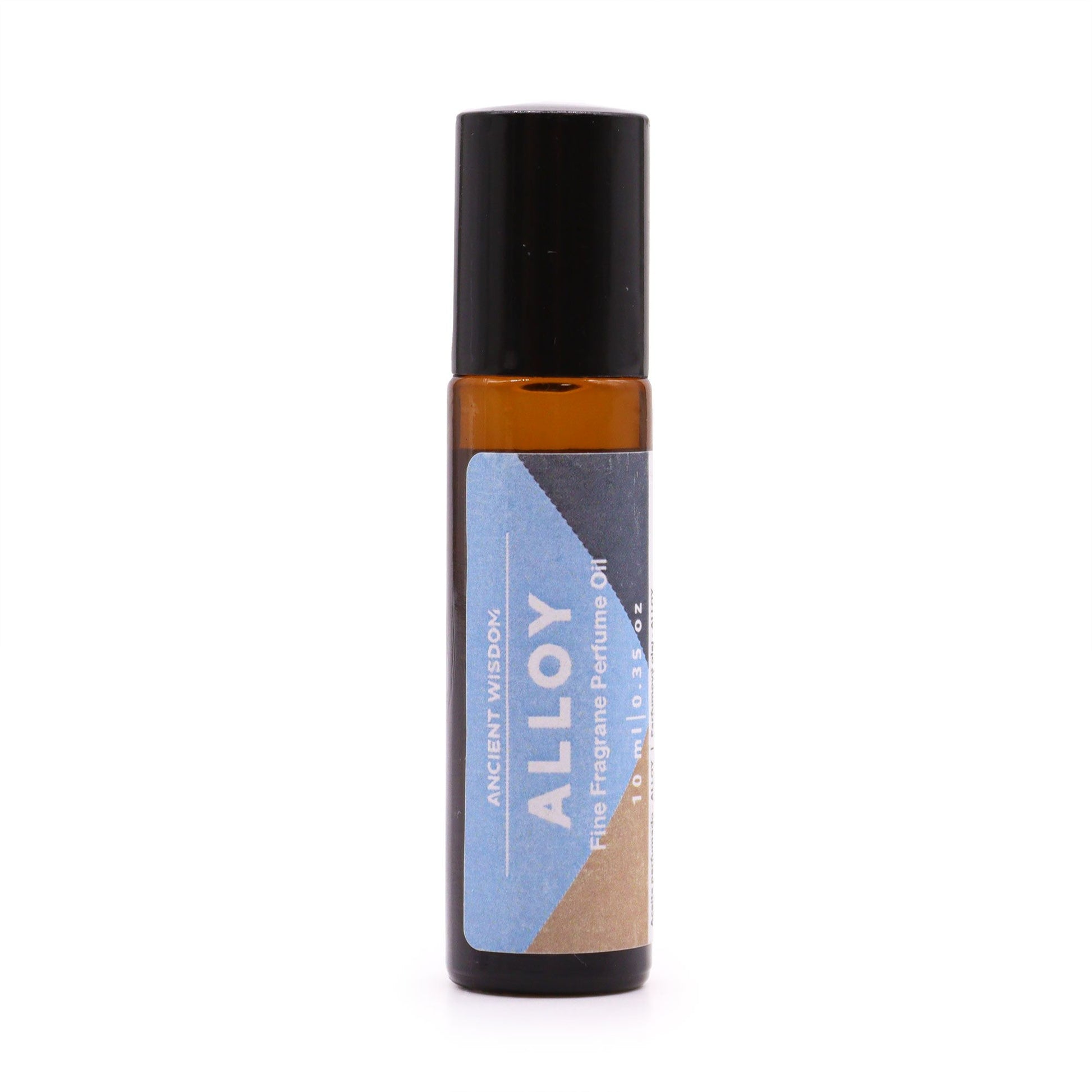 Small 10ml glass roll-on bottle of luxury perfume oil with a sleek minimalist label.