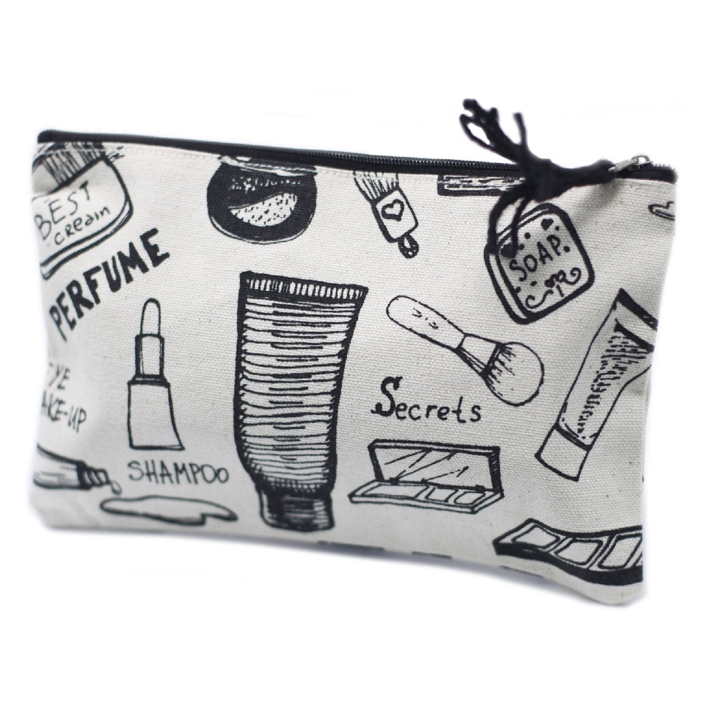 Soft and lightweight classic fabric zip pouch featuring a vibrant pattern, handmade for travel and small storage.