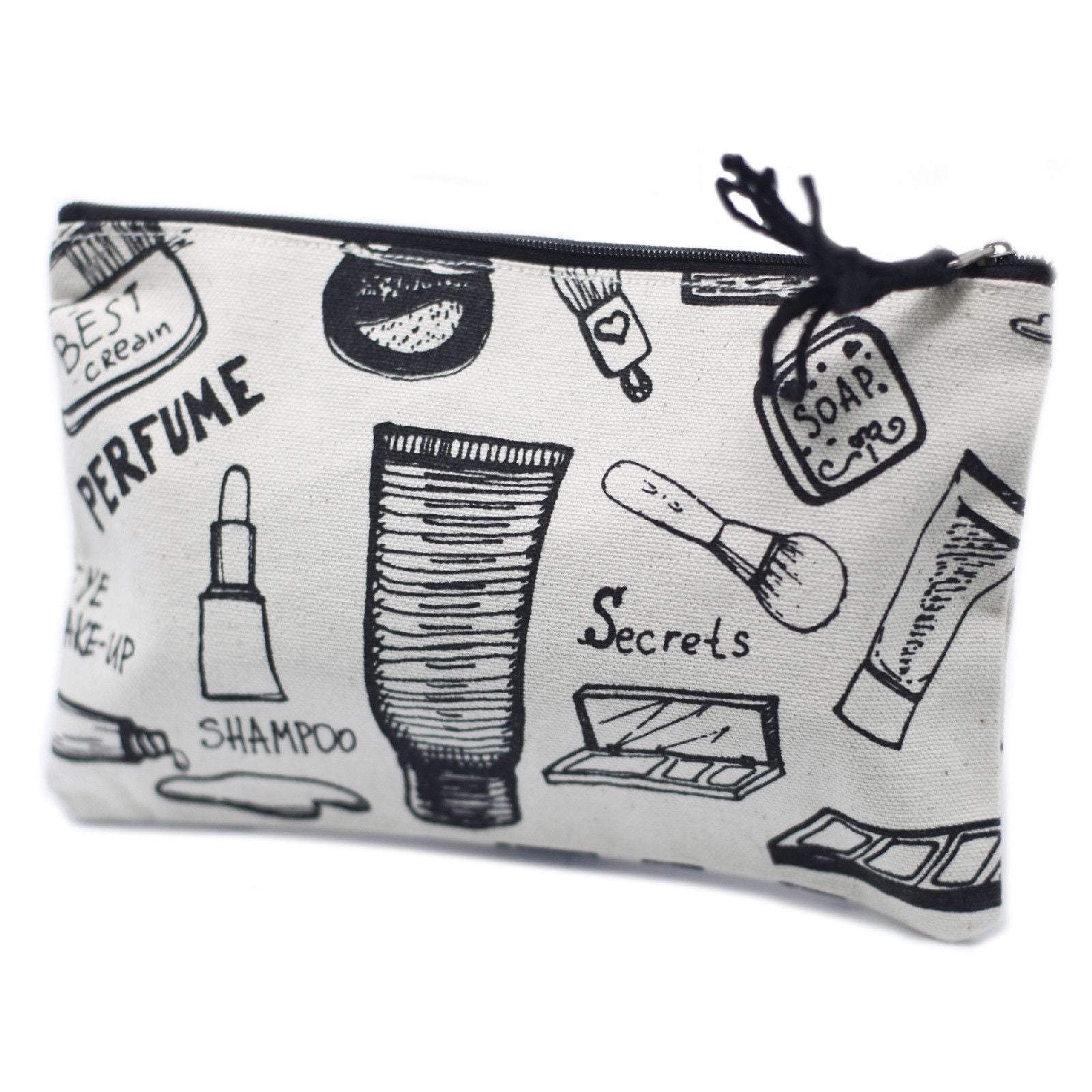 Soft and lightweight classic fabric zip pouch featuring a vibrant pattern, handmade for travel and small storage.