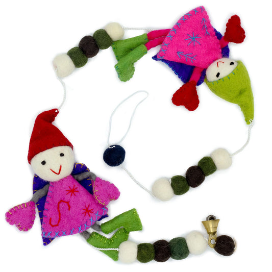 Handmade felt wall hanging featuring charming fairy angels with soft wings and delicate details in a whimsical design.