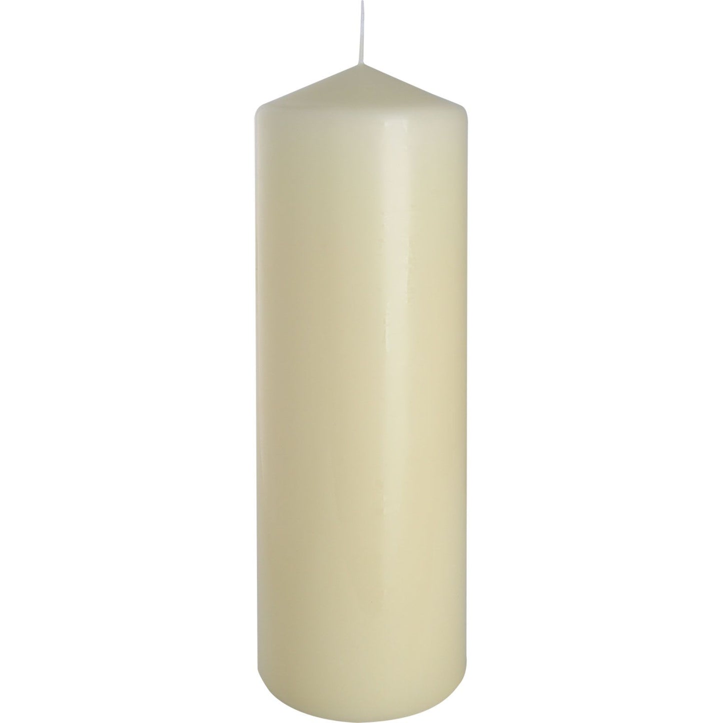 Large classic ivory pillar candle with a smooth finish and a long burning time.