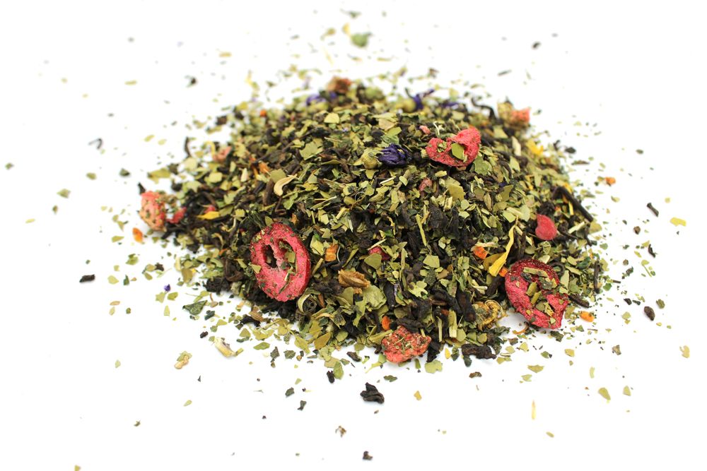 Loose leaf dark Pu'erh tea showing rich earthy textures and aged tea leaves in a large one kilogramme quantity.