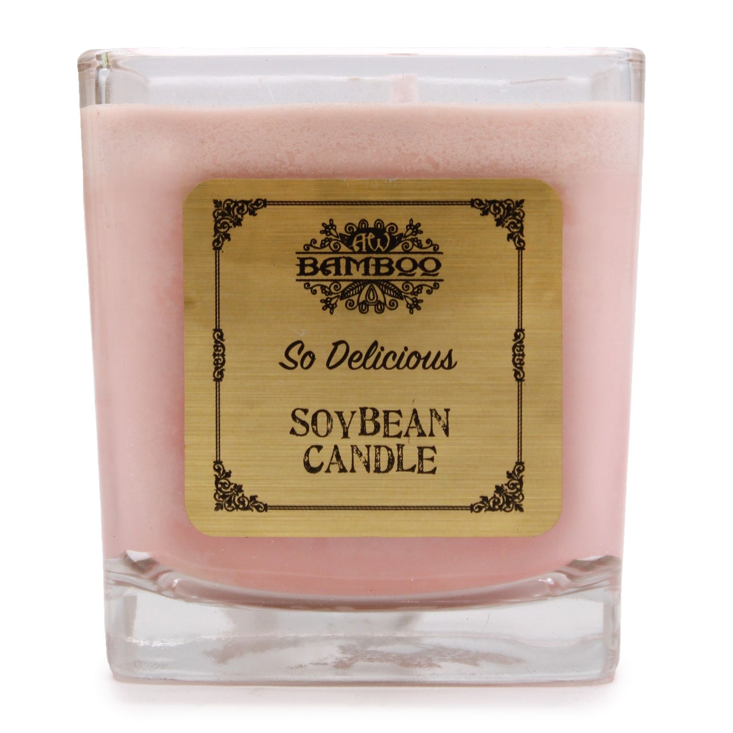 Chunky recycled glass jar candle with natural soybean wax and a protective dust cover.