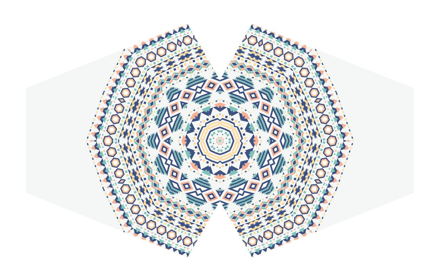 Adult-sized reusable face mask featuring a vibrant multi-coloured Aztec tribal pattern.