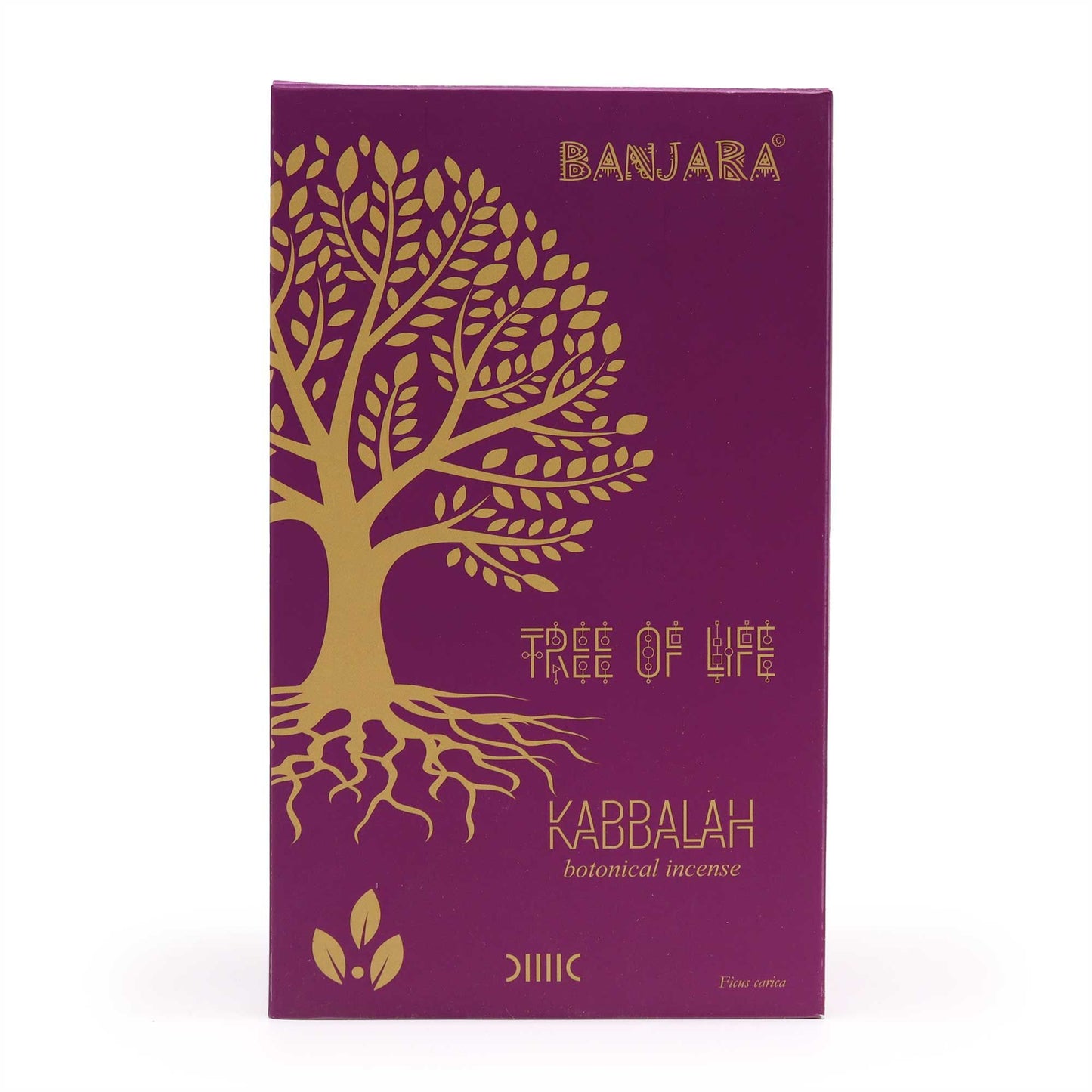 Handmade botanical incense sticks in a decorative 15g pack featuring mystical tree of life and fig leaf illustrations.
