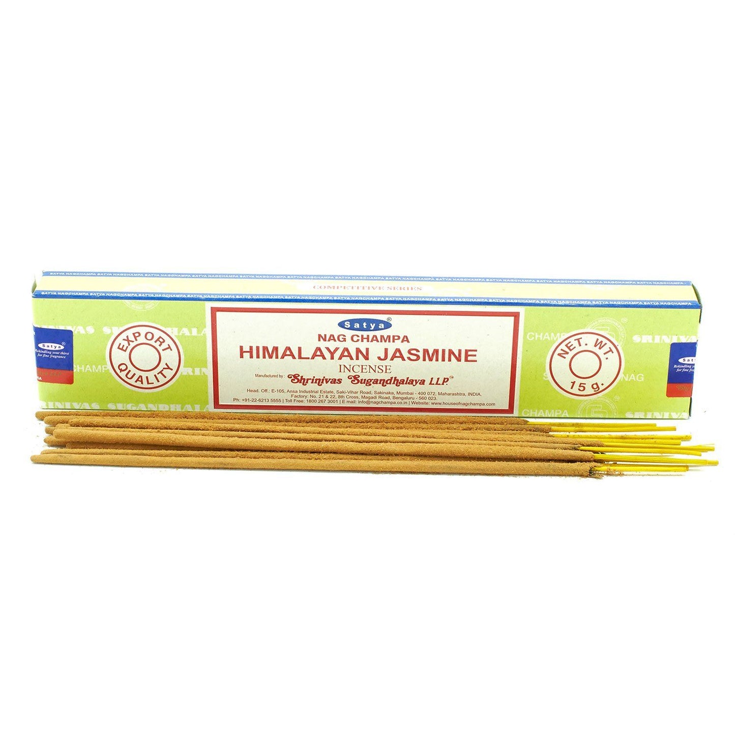A pack of hand-rolled incense sticks featuring delicate floral Himalayan Jasmine notes on a clean background.