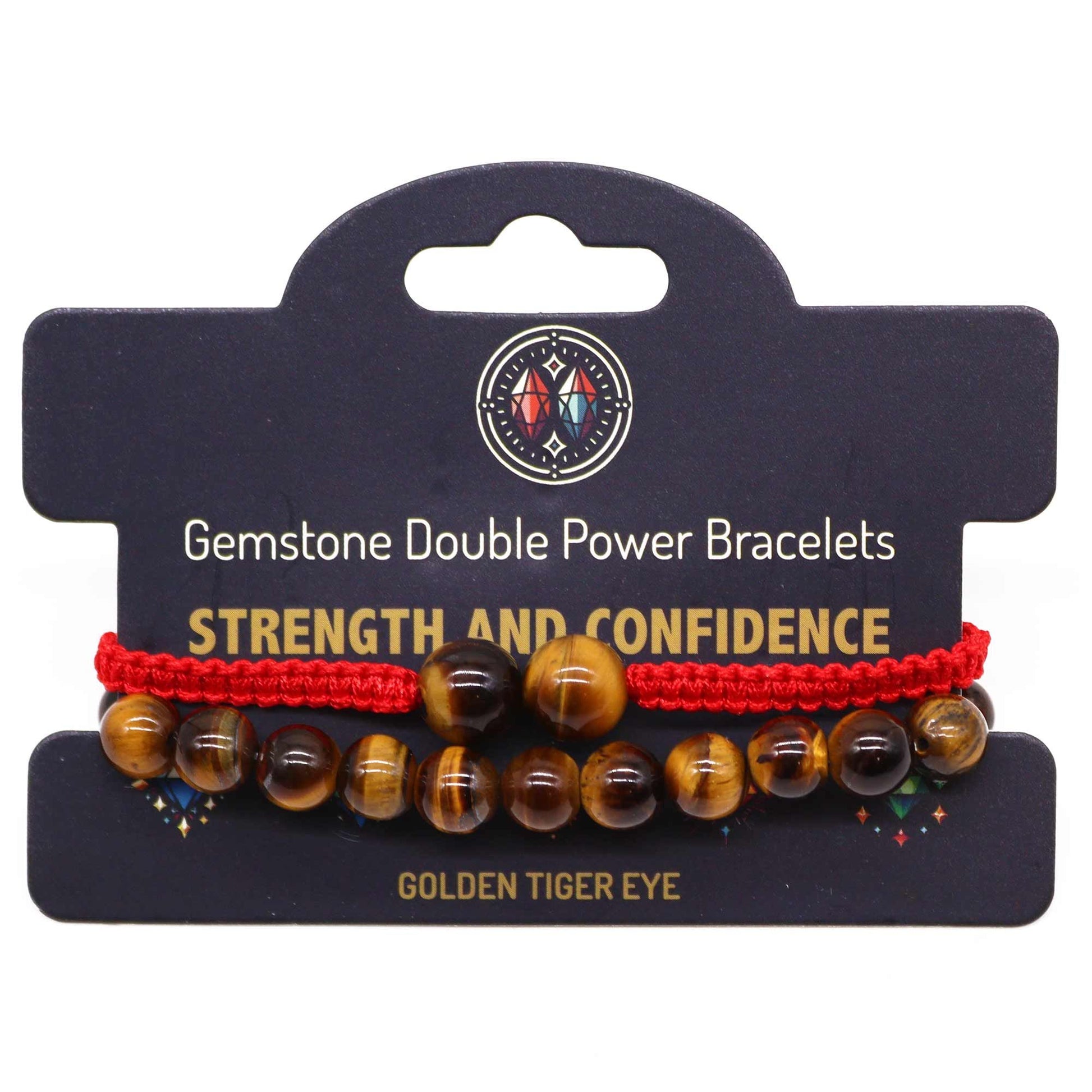 Two rows of polished brown and golden tiger eye gemstone beads on an adjustable cord bracelet.