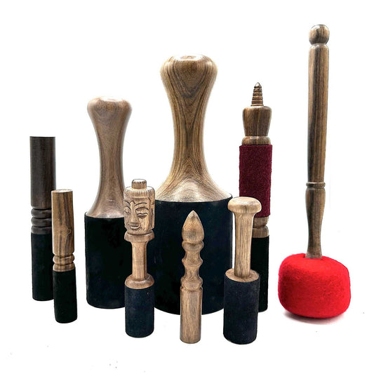 Extra large 30cm gong stick with a thick felted head and a sturdy wooden handle for sound therapy.