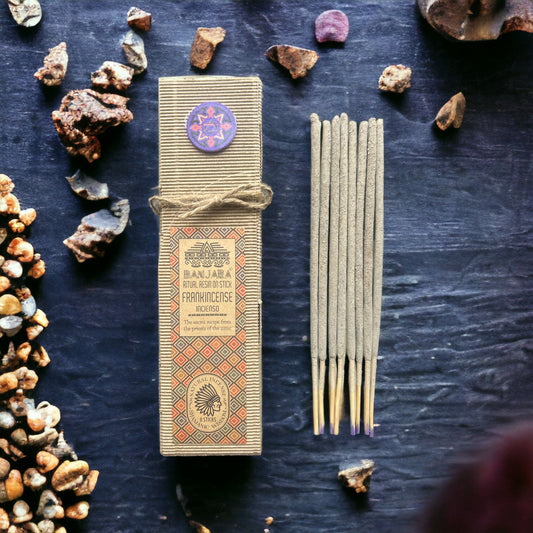 Handcrafted ritual resin incense stick featuring natural frankincense resin for spiritual ceremony and meditation.