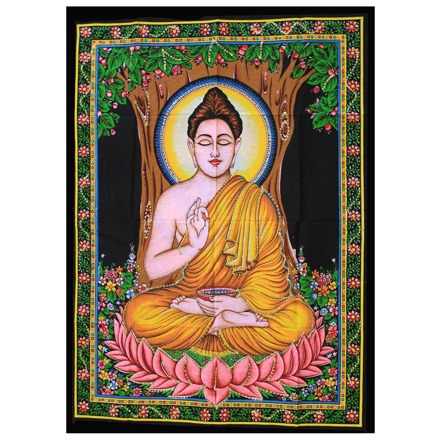 Intricately detailed Indian wall art featuring a serene Buddha figure for spiritual home decor.