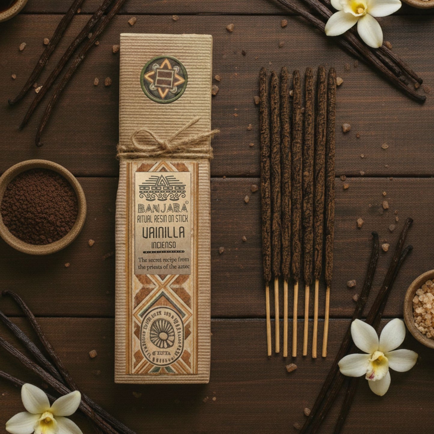 Handcrafted dark brown resin incense sticks with a textured finish, bundled together in a simple pack.