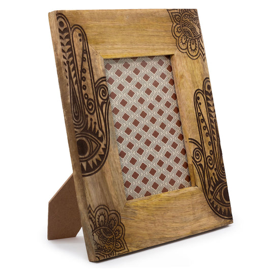Large rectangular black mango wood picture frame with a minimalist Hansa design and natural wood grain texture.