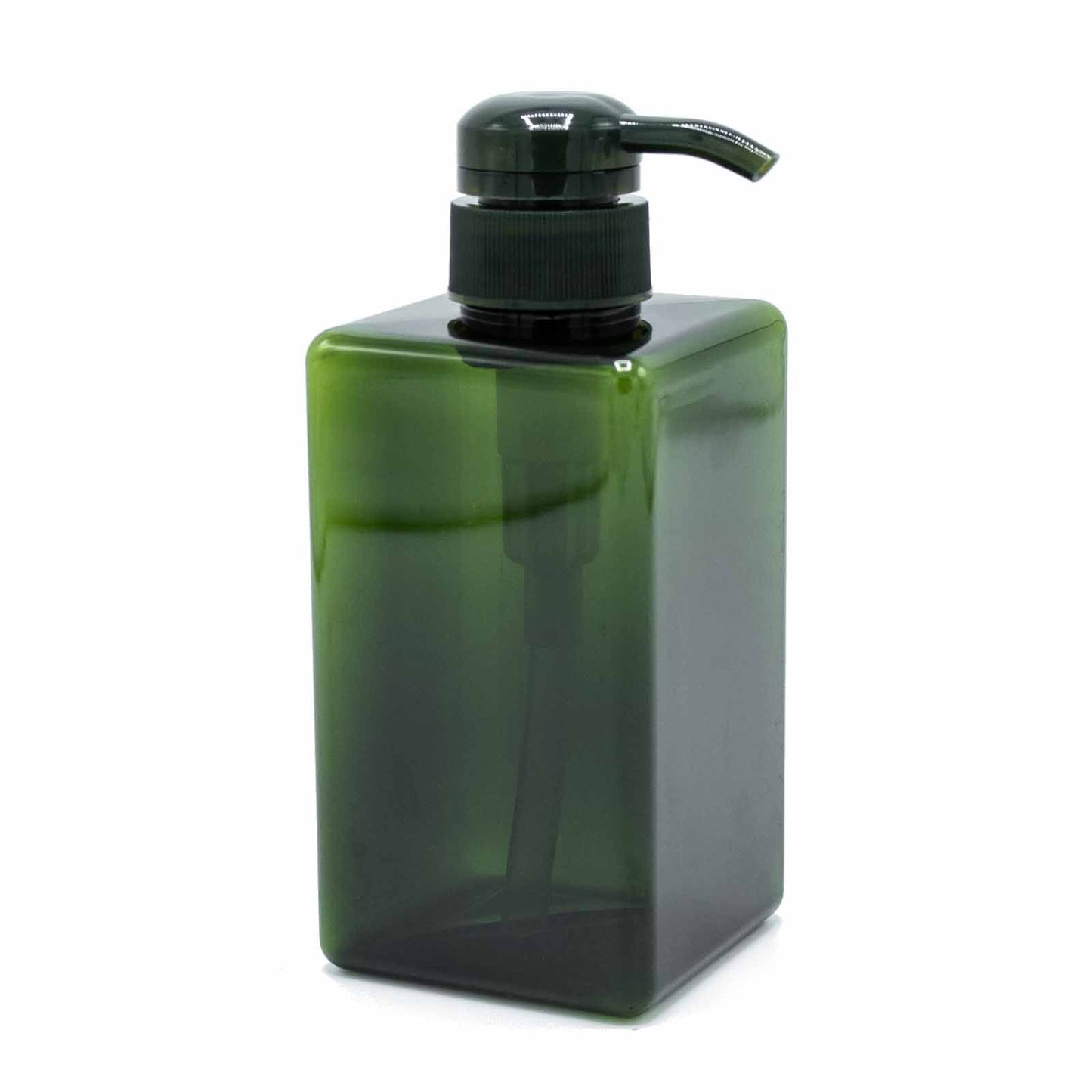 Elegant 450ml reusable plastic dispenser bottle with a nature-inspired design and pump top for eco-friendly home use.