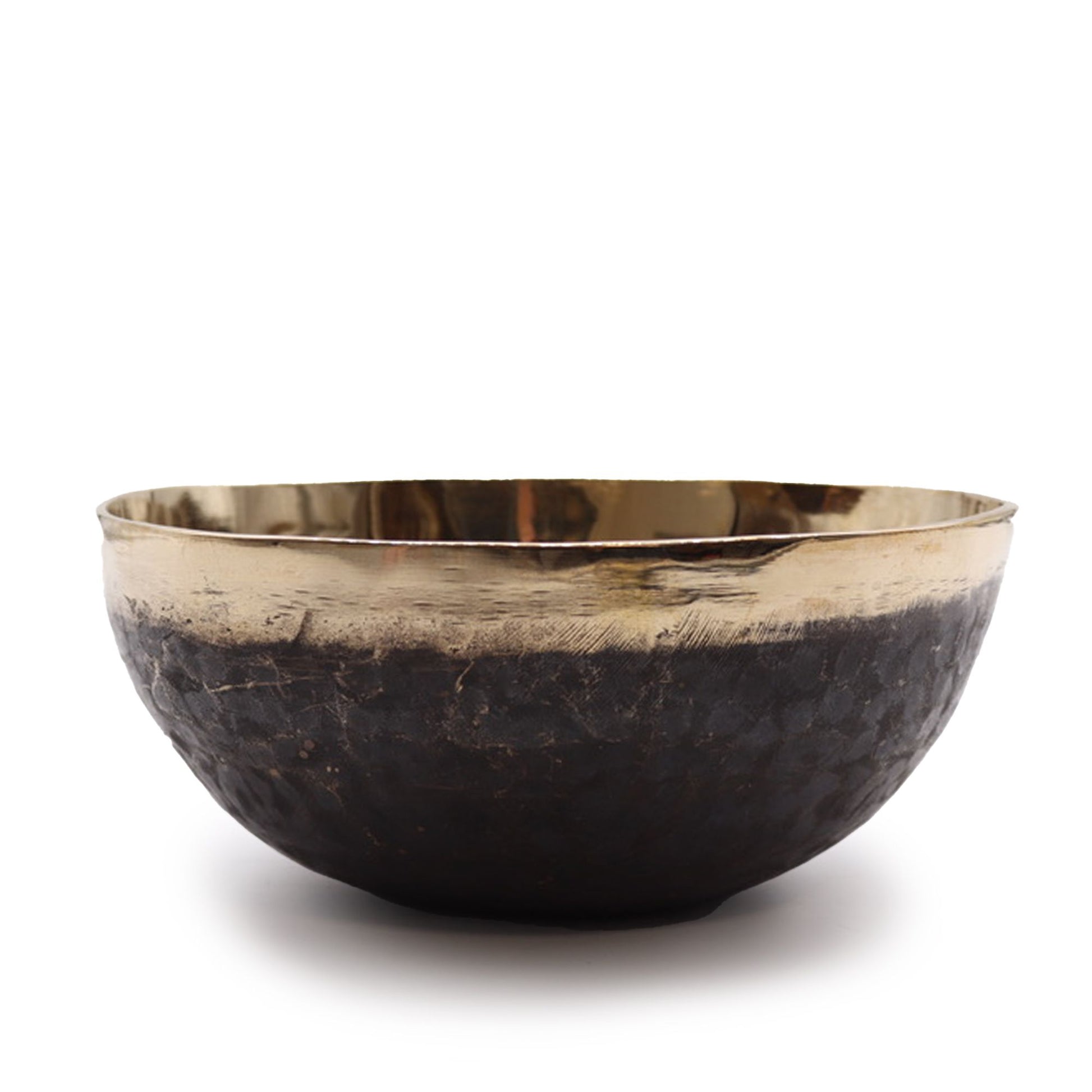 Large hand-hammered brass Tibetan singing bowl with a traditional matte finish and rounded base.