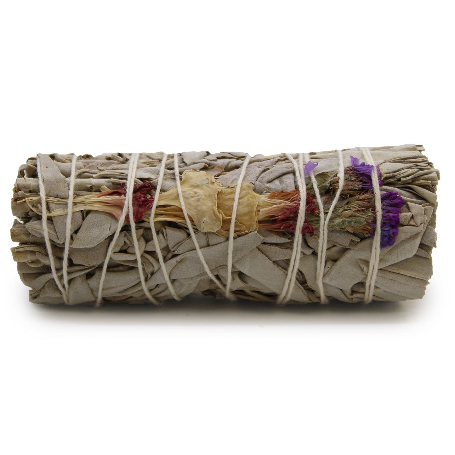 Handcrafted 10cm sage smudge stick tied with string, perfect for spiritual cleansing and energy clearing.