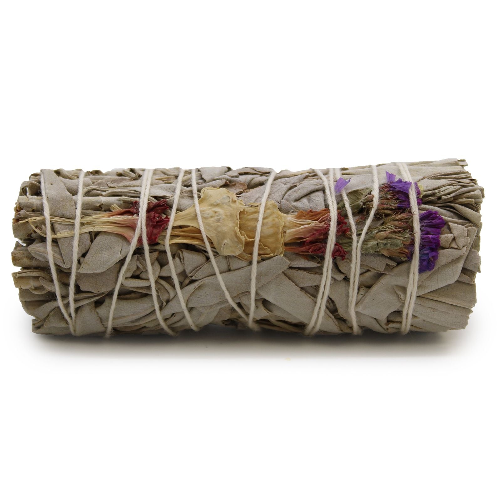Handcrafted 10cm sage smudge stick tied with string, perfect for spiritual cleansing and energy clearing.