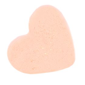 Heart-shaped bath bomb with a vibrant pink and yellow swirl design, perfect for a relaxing self-care bath.