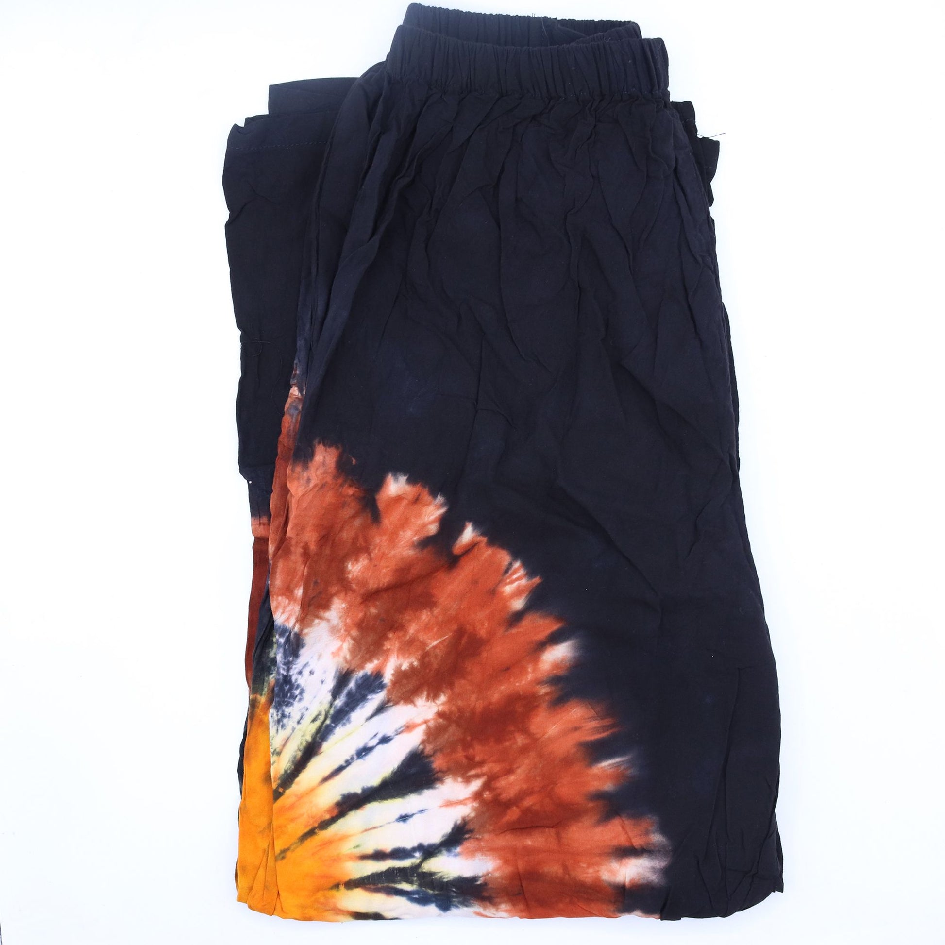 Japanese Style Lounge Pants - Black Chocolate & Orange - L