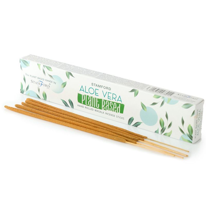 Hand-rolled masala incense sticks with aloe vera infusion displayed in natural packaging.