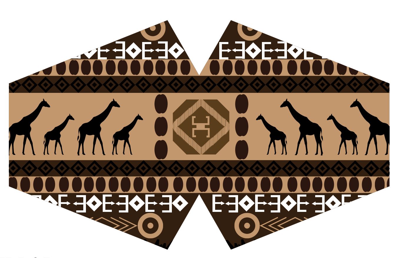 Adult-sized reusable fabric face mask featuring a vibrant and colourful African tribal print pattern.