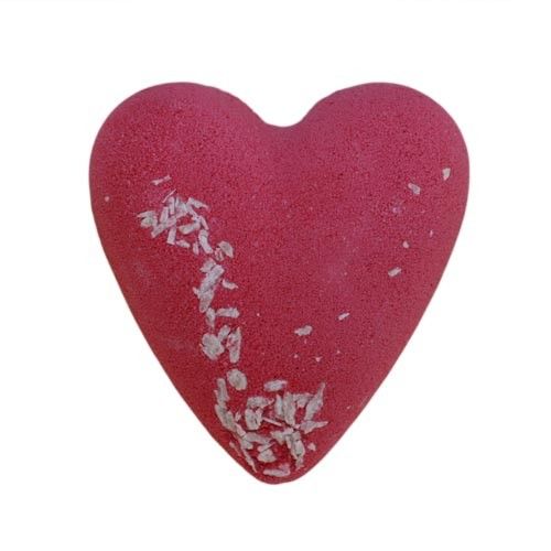 Large heart-shaped pink bath bomb with a textured surface, perfect for a romantic aromatherapy bath.
