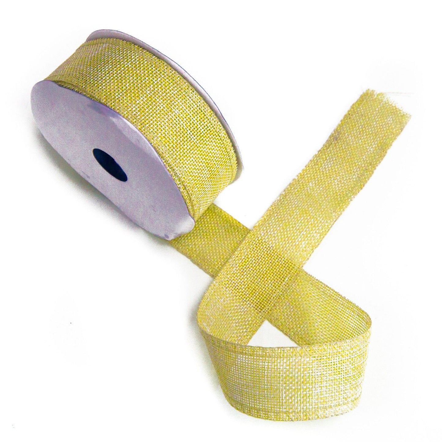 Roll of wide latte-coloured ribbon with a natural non-woven fabric texture.