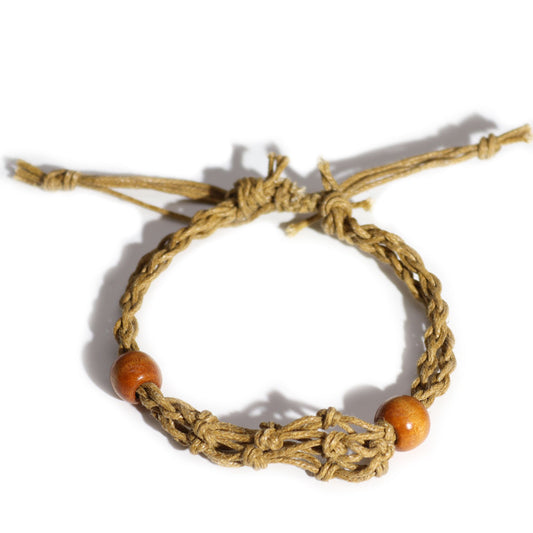 Neutral sand-coloured adjustable cord for creating DIY gemstone and crystal bracelets.