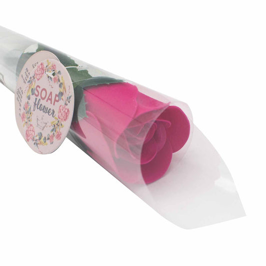 Delicately crafted small pink soap rose with realistic petals, perfect for a luxury bath or decorative display.