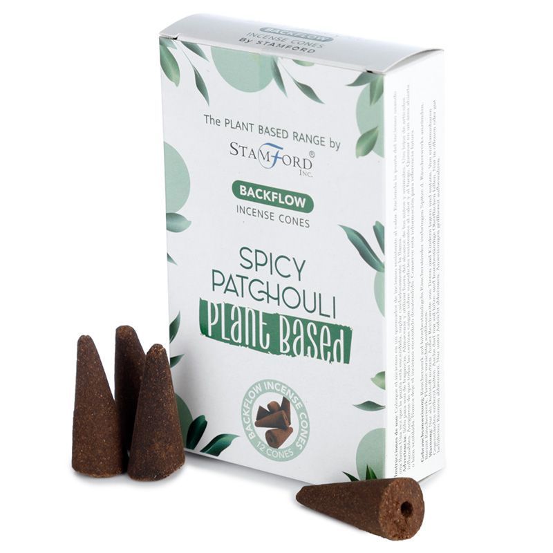A cone-shaped backflow incense with a dark texture, designed to create a cascading smoke effect when lit.