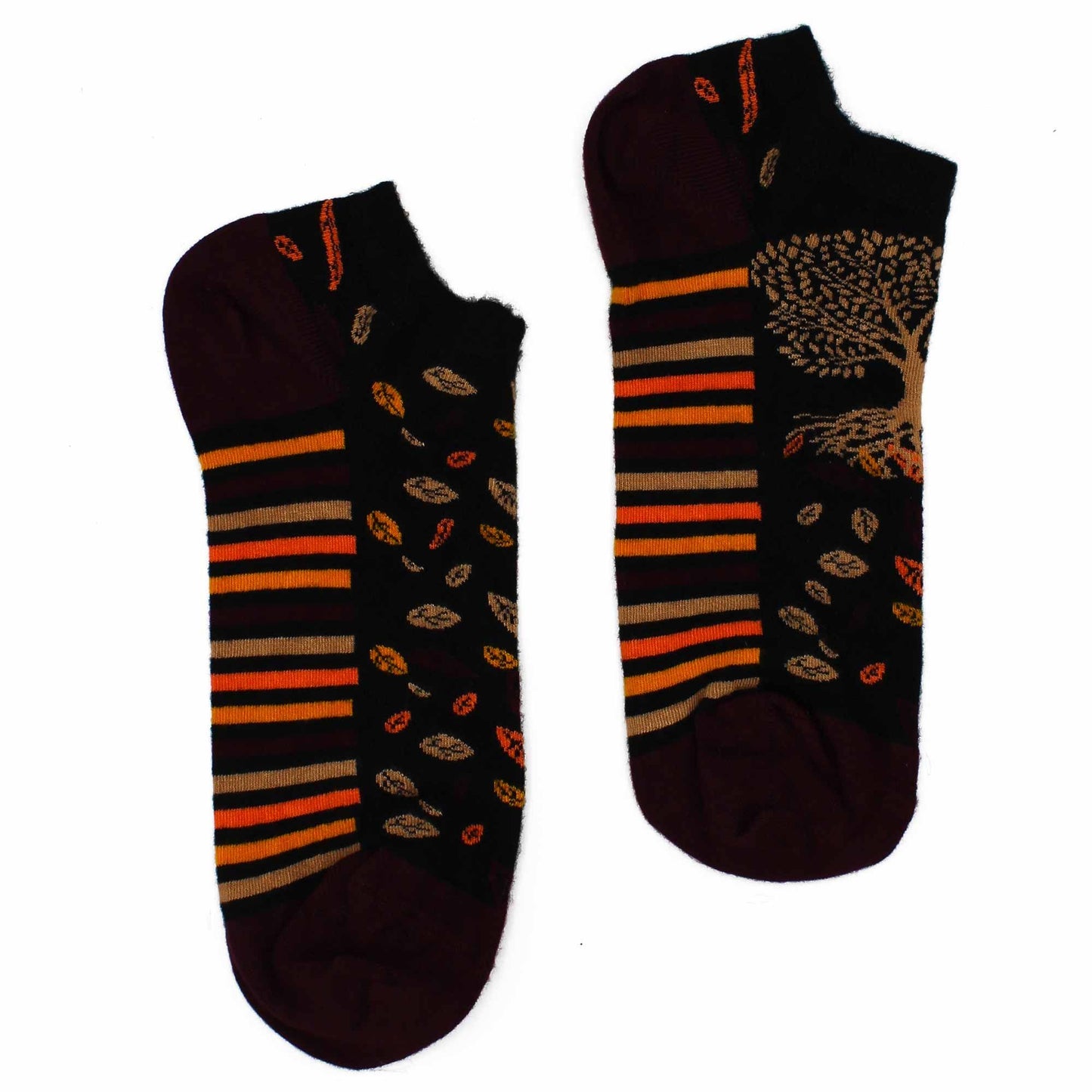 Low cut bamboo socks featuring a detailed green Tree of Life motif on a neutral background.