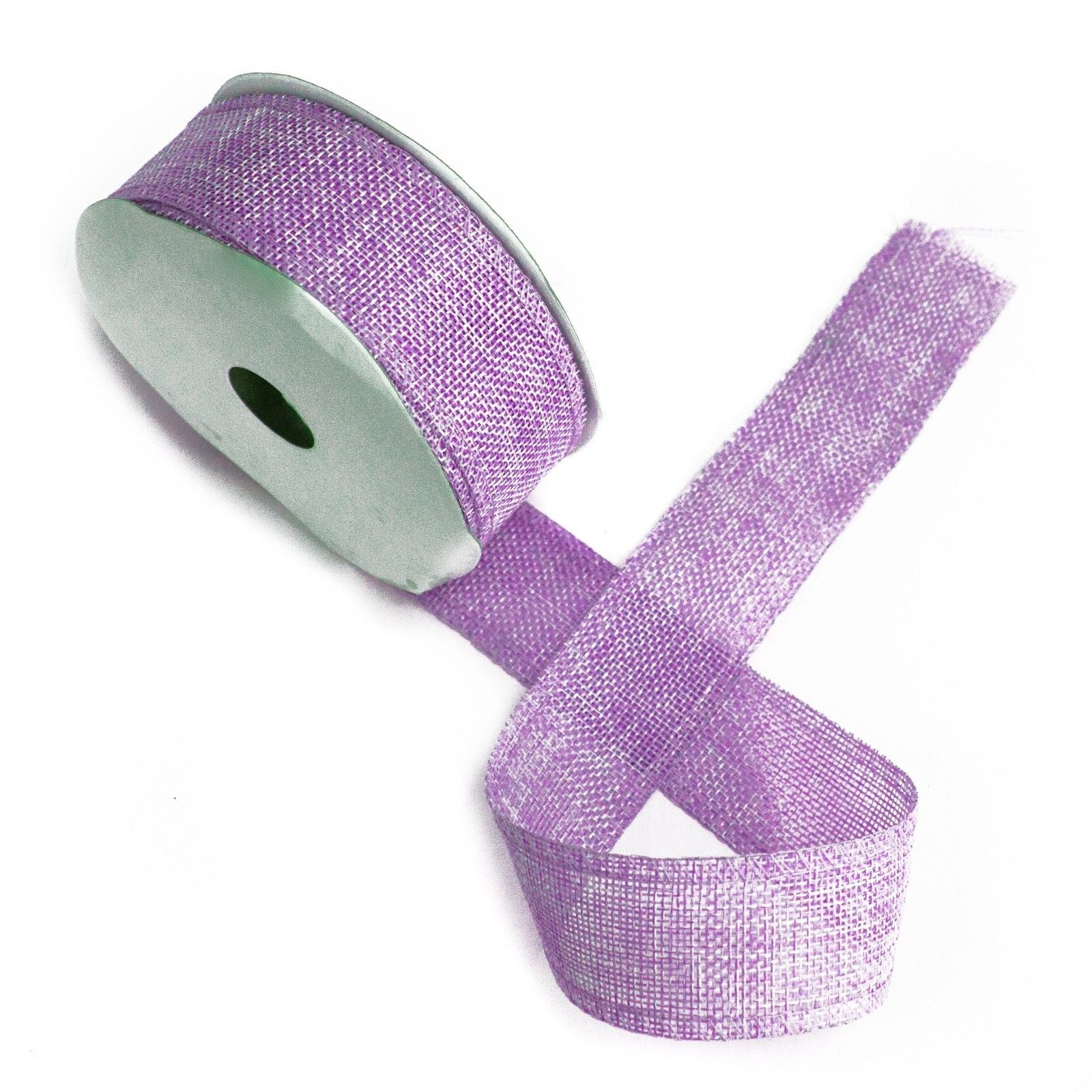 Roll of lavender purple natural texture non-woven fabric ribbon for gift wrapping and wedding decorations.