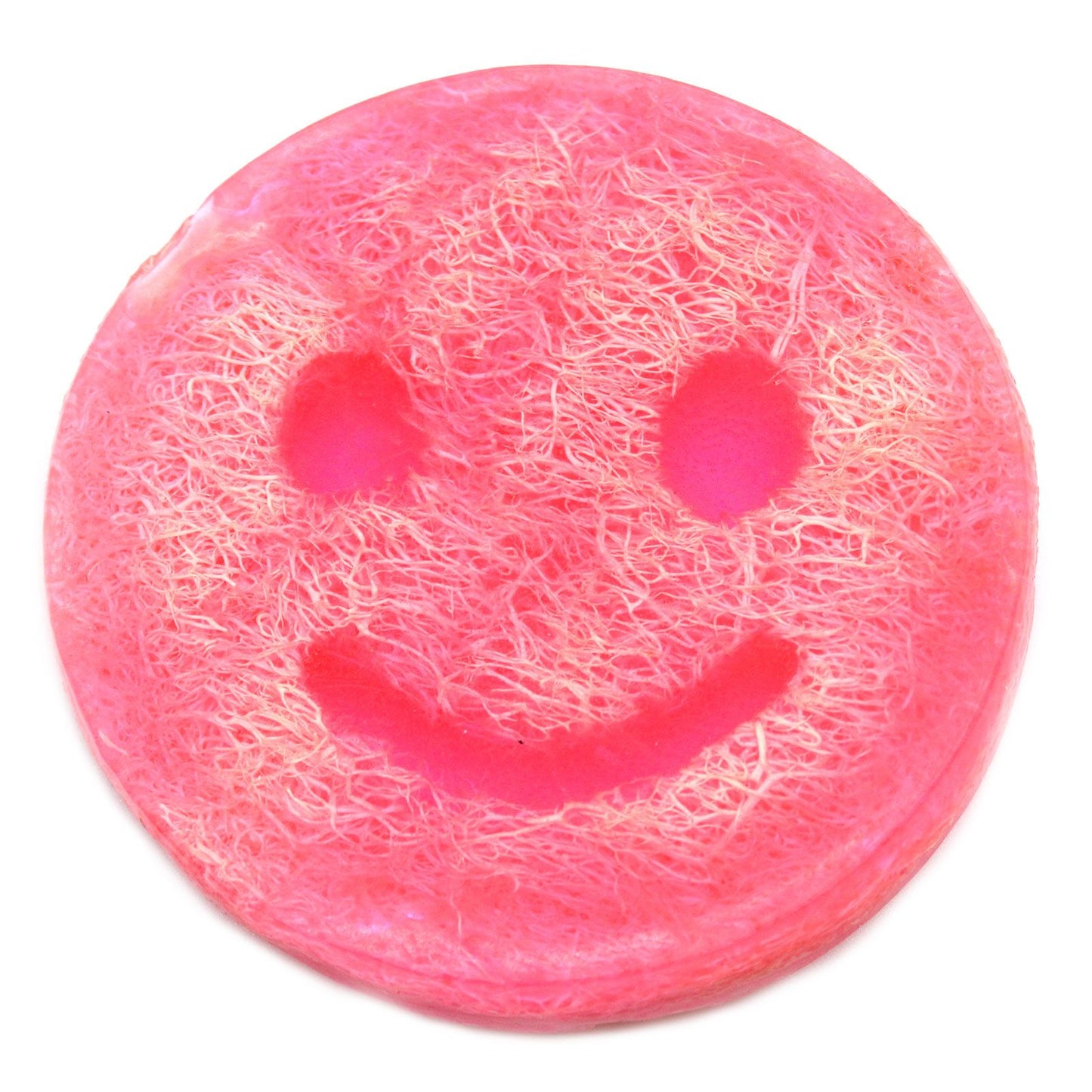 Brightly coloured exfoliating bar soap with a textured surface and sweet bubblegum theme.