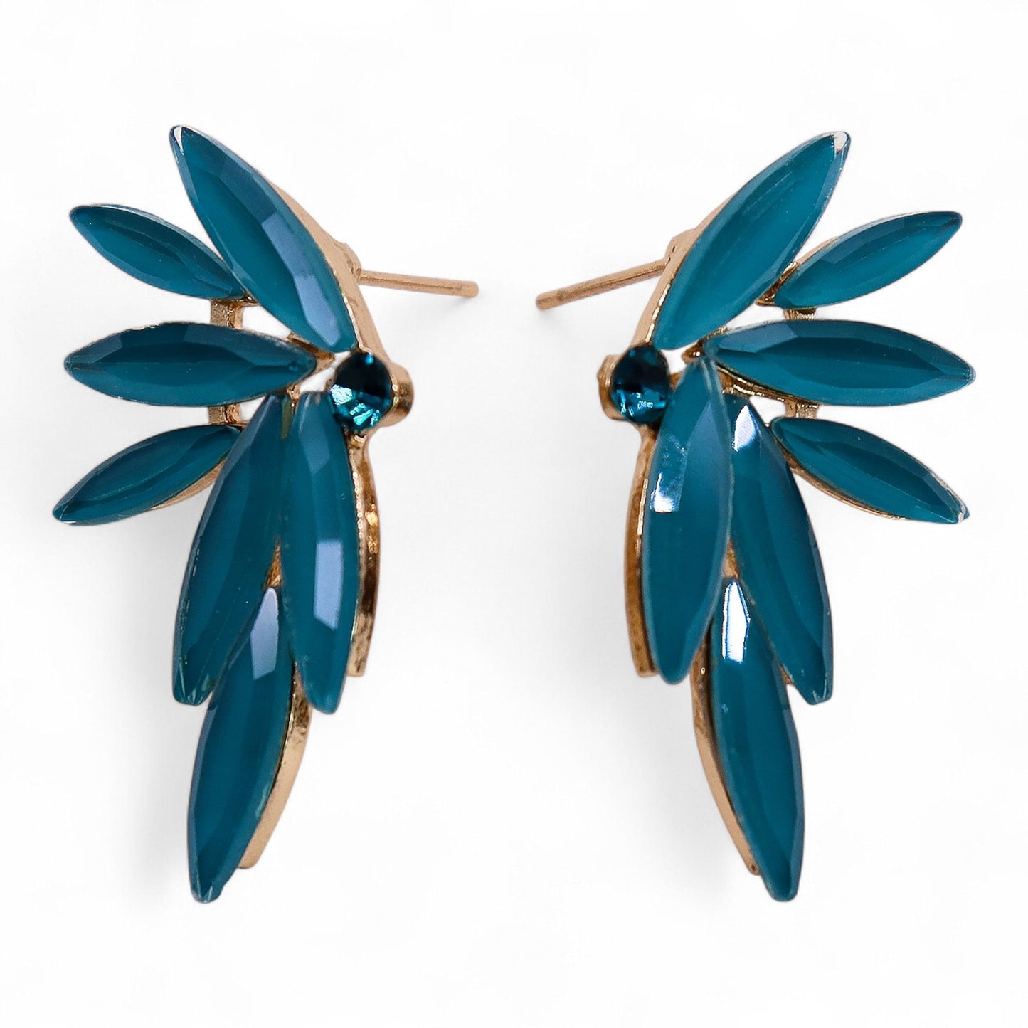 Elegant teal green vintage glass fairy earrings with shimmering forest-inspired beads and stainless steel hooks.