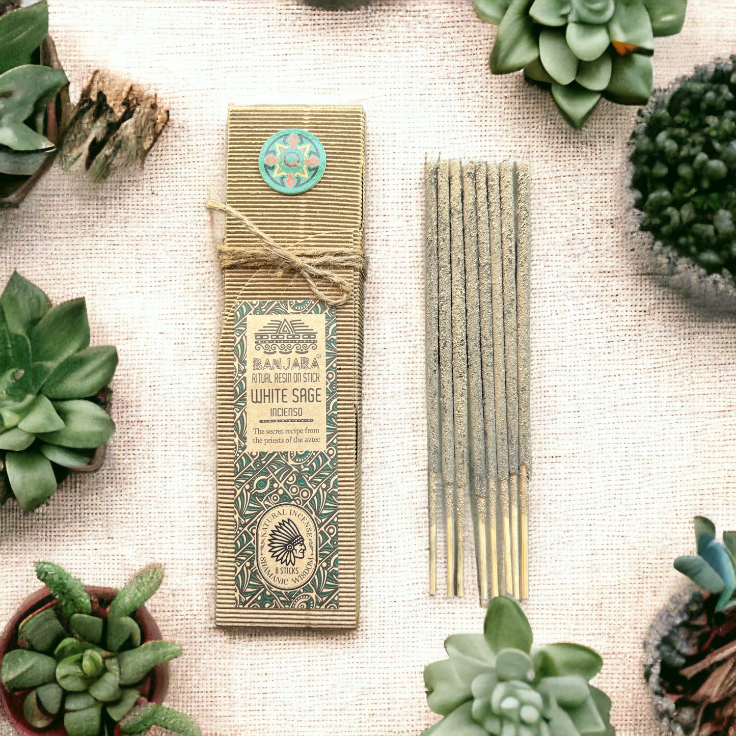 Handcrafted ritual resin stick coated with natural white sage for spiritual cleansing and aromatic purification.